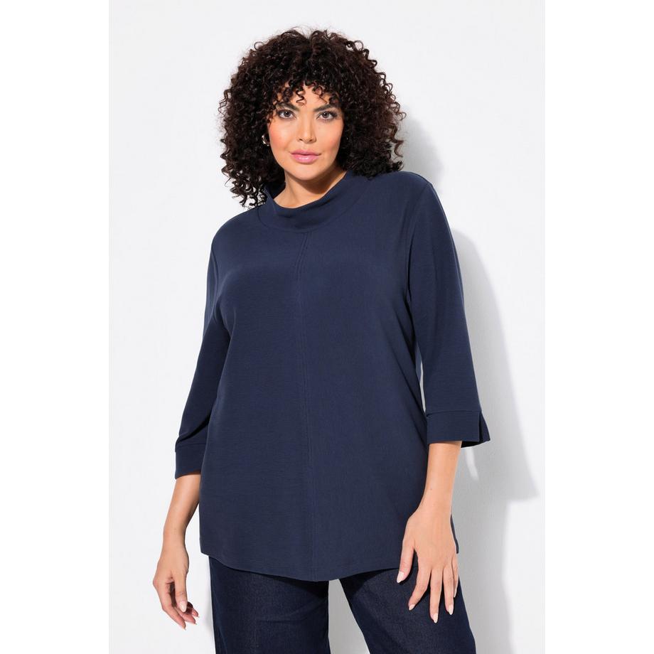 Ulla Popken Querrippen Stehkragen 3/4-Arm Sweatshirt  