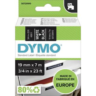 Dymo  Cassetta nastro DYMO D1 45811 Colore Nastro: Nero Colore carattere:Bianco 19 mm 7 m 