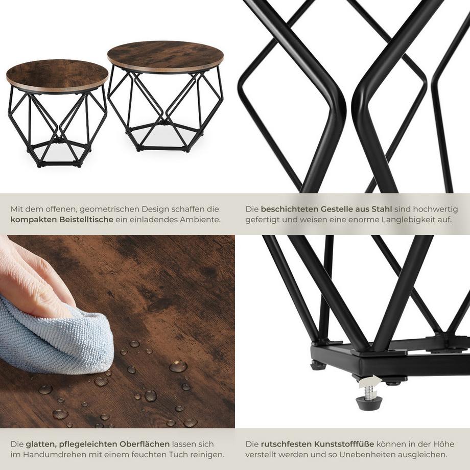 Tectake Ensemble de 2 tables basses BENHAM style industriel  