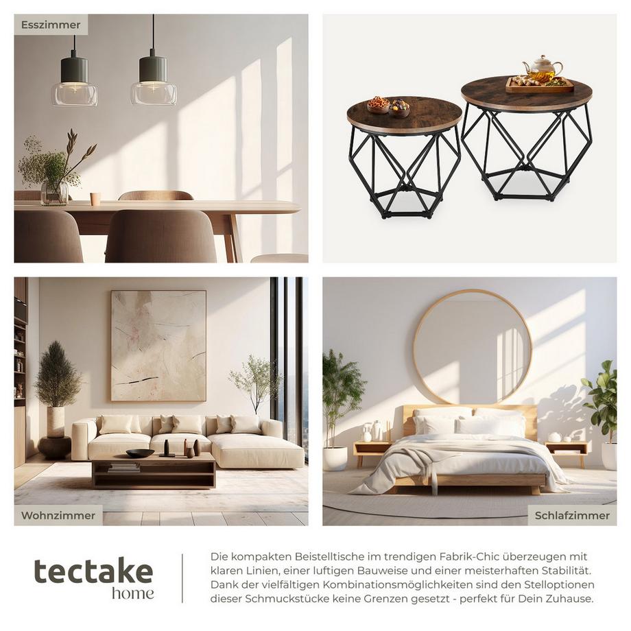 Tectake Ensemble de 2 tables basses BENHAM style industriel  