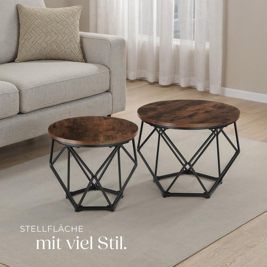 Tectake Ensemble de 2 tables basses BENHAM style industriel  