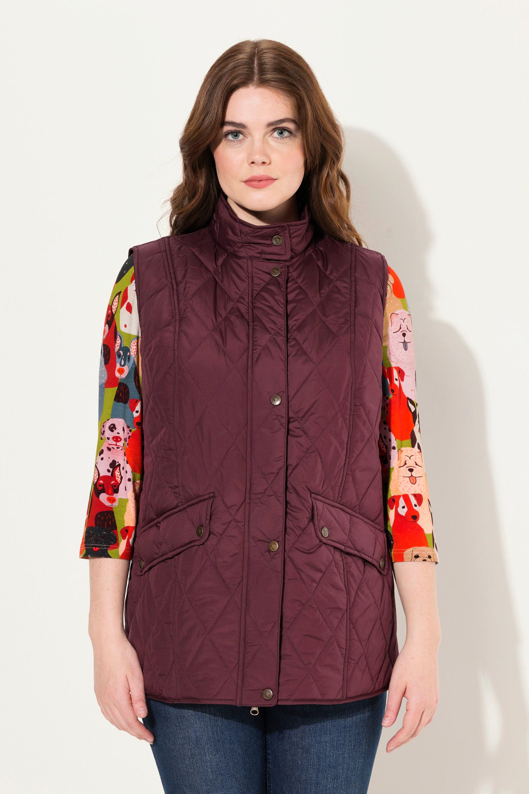 Ulla Popken Steppweste Wasserabweisend Fasanen Futter Ärmellos  