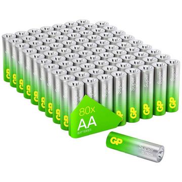 GP Super Alkaline Batterien AA Mignon, LR06, 1.5V, mit neuer G-TECH-Technologie, 80 Stück