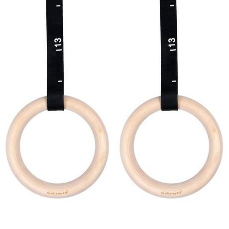 GladiatorFit  Anneaux de gymnastique - crosstraining en bois Ø 32mm + sangles réglables GladiatorFit 