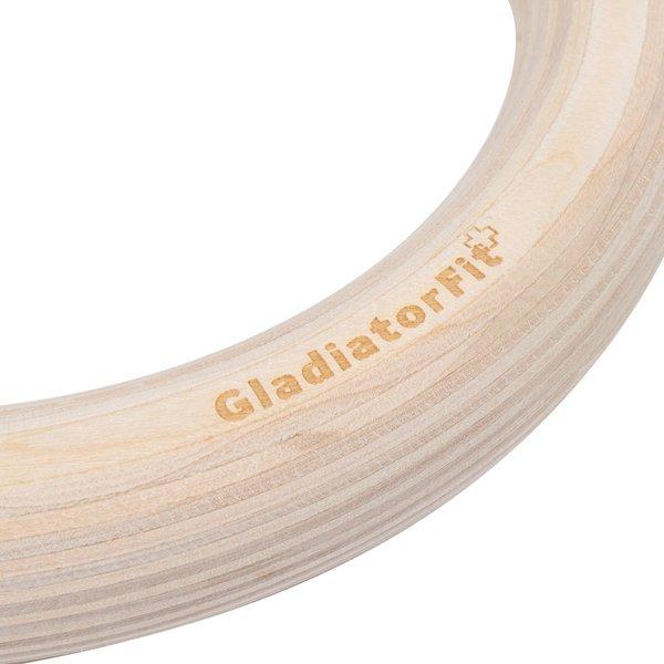 GladiatorFit  Anneaux de gymnastique - crosstraining en bois Ø 32mm + sangles réglables 