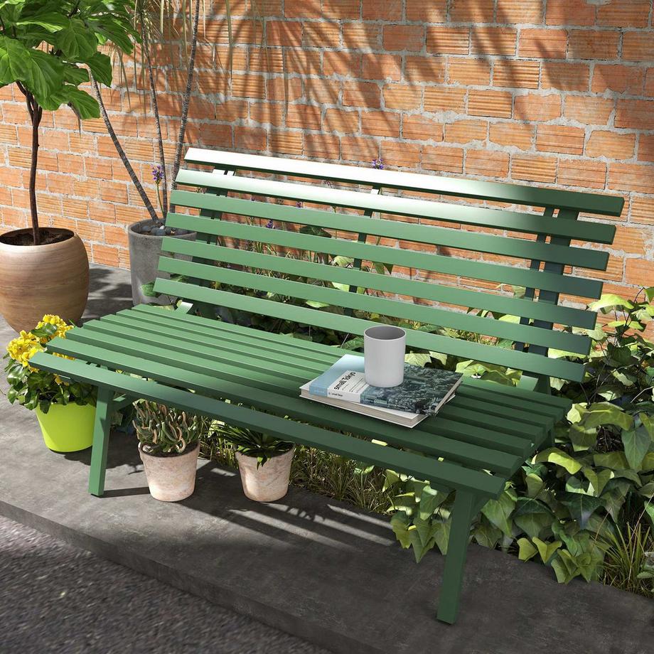 Northio Banc De Jardin Banc De Parc 2 Places Avec Dossier, Aluminium, 123X67X79Cm, Vert  