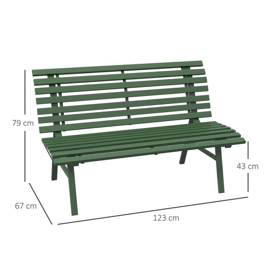 Northio Banc De Jardin Banc De Parc 2 Places Avec Dossier, Aluminium, 123X67X79Cm, Vert  