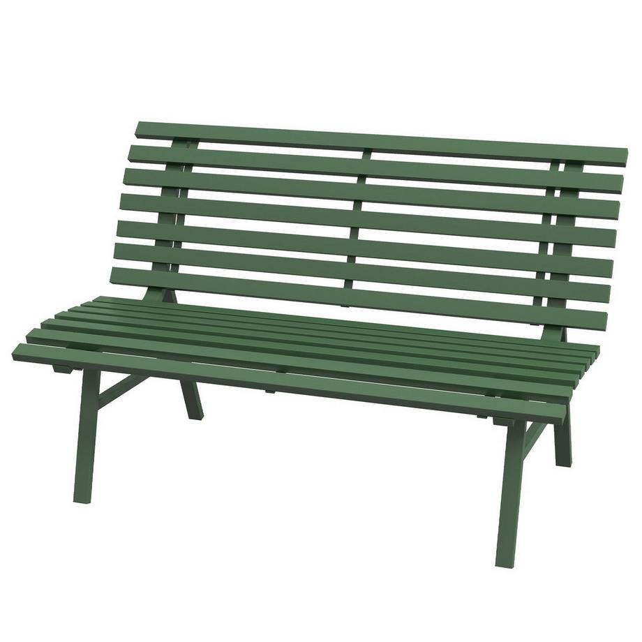 Banc De Jardin Banc De Parc 2 Places Avec Dossier, Aluminium, 123X67X79Cm, Vert