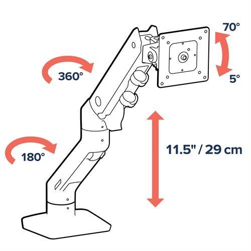 Ergotron  HX DESK SINGLE MONITORARM WHITE 42IN 