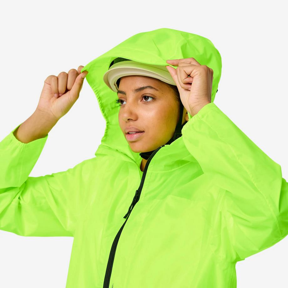 BTWIN  Velo-Regenjacke Sichtbarkeit Tag 120 Unisex, neongelb 