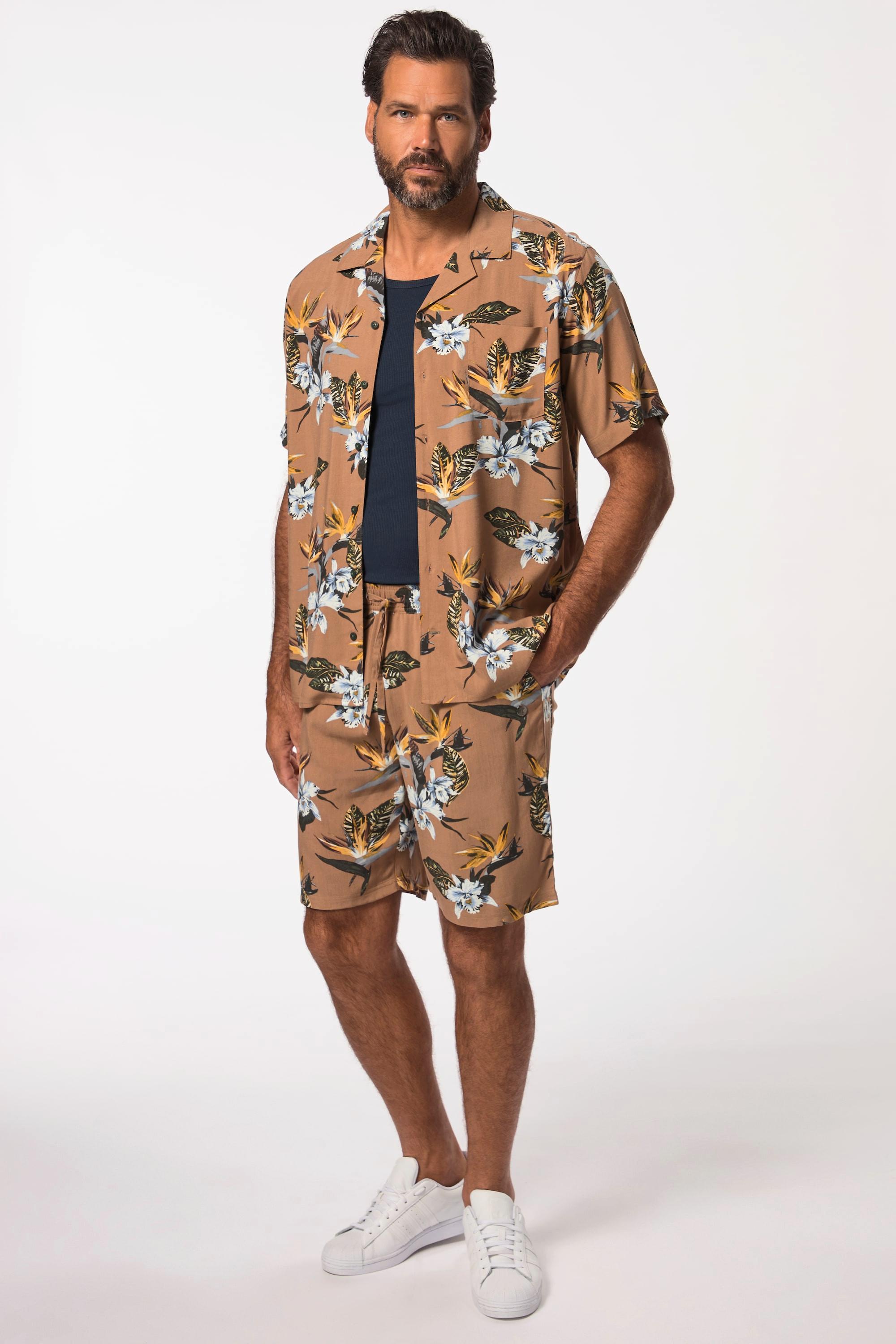 JP1880  Bermuda en viscose à taille élastique,imprimé à fleurs - jusqu'au 8 XL 