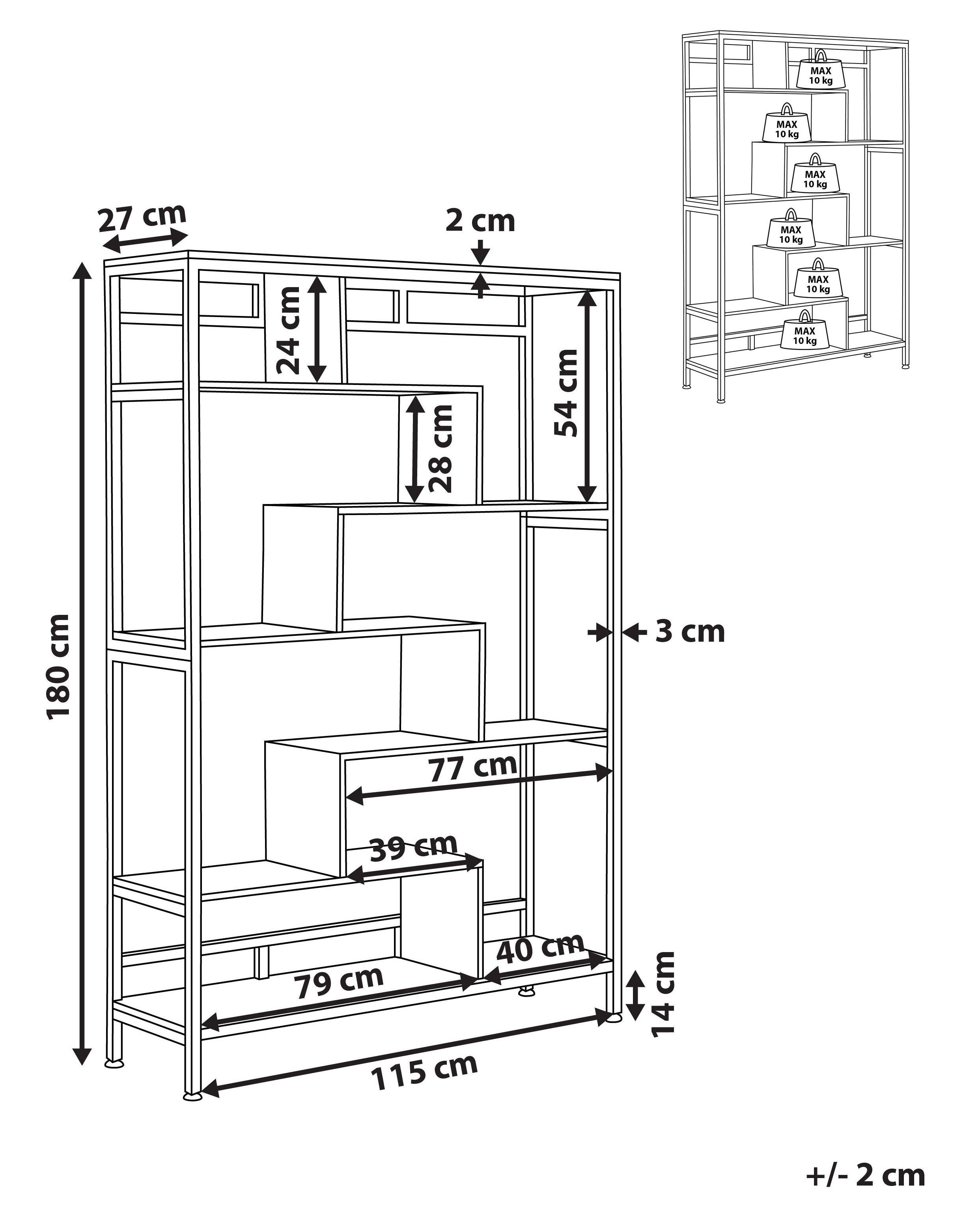 Beliani Bücherregal mit 6 Fächern aus MDF-Platte Industriell DAVEN  