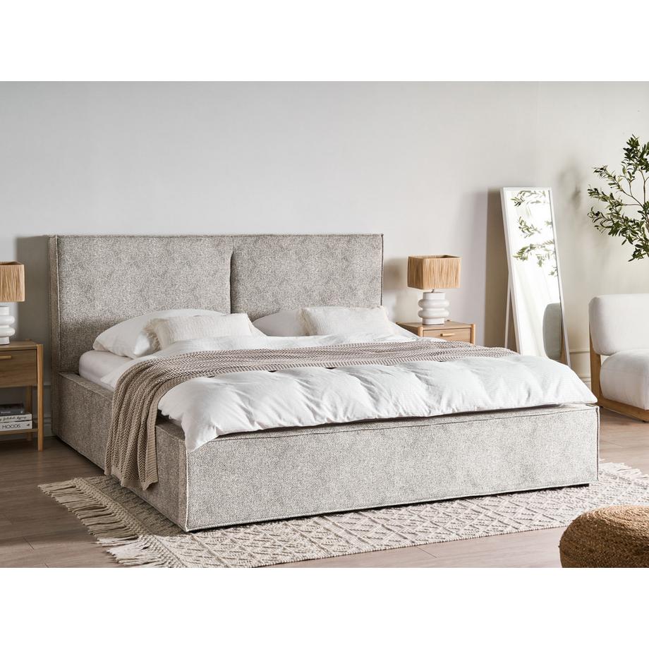 Beliani Lit ottoman en Velours tricoté Scandinave MOISSAC  