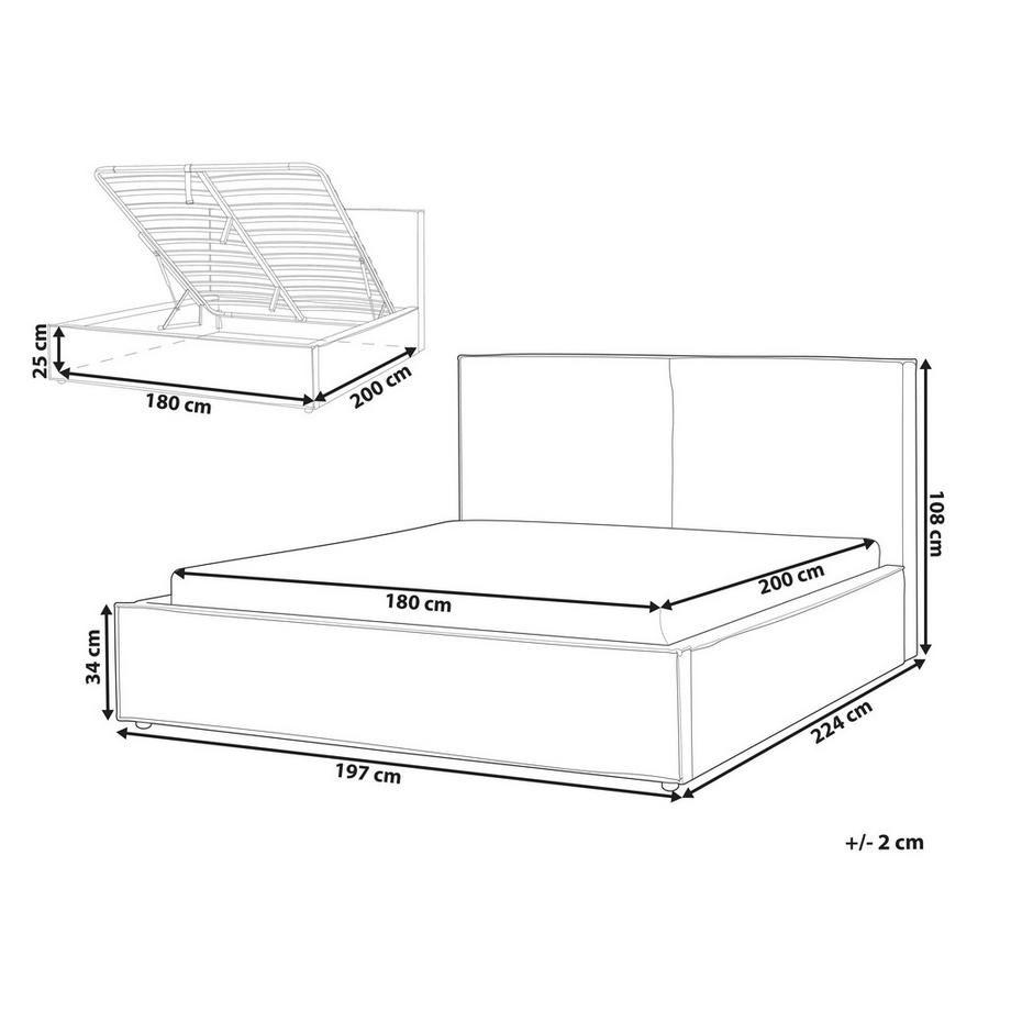 Beliani Lit ottoman en Velours tricoté Scandinave MOISSAC  