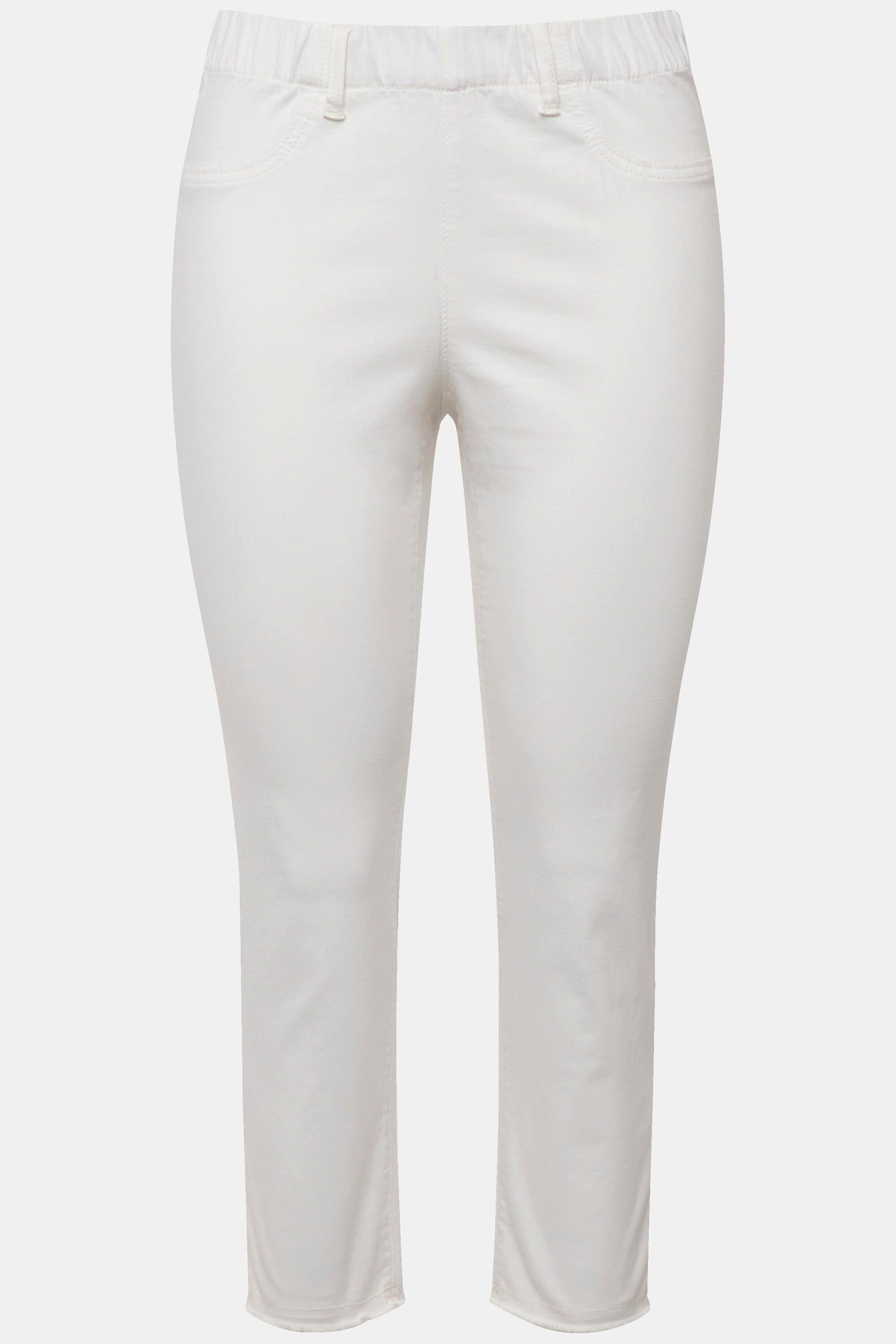 Ulla Popken  Pantalon 7/8 Sienna. Jambe étroite et ourlet frangé 