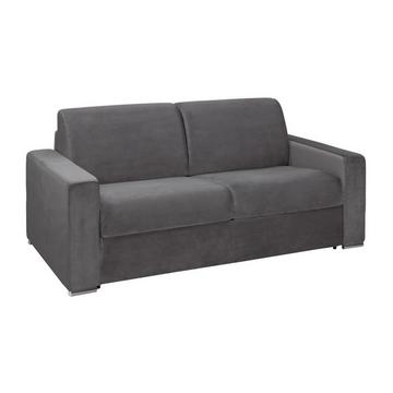 Schlafsofa mit Matratze 3-Sitzer Samt - Anthrazit - Liegefläche: 140 cm - Matratzenhöhe: 22 cm mit Memory Schaum - CALITO