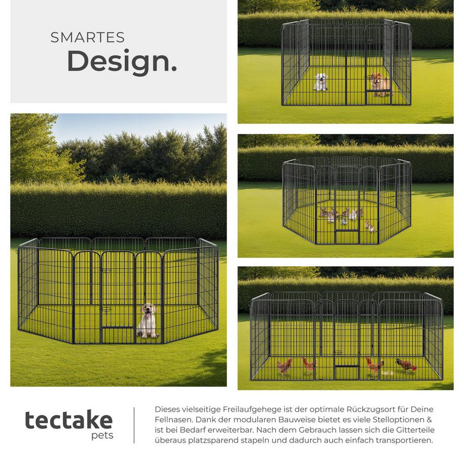 Tectake  Enclos pour chiots et chiens LISA 8 parties, pliable 