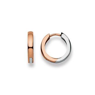 MUAU Schmuck  Scharnier-Creolen Bicolor Gelb-/Weissgold 750, 14mm 