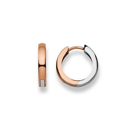 MUAU Schmuck  Scharnier-Creolen Bicolor Gelb-/Weissgold 750, 14mm 