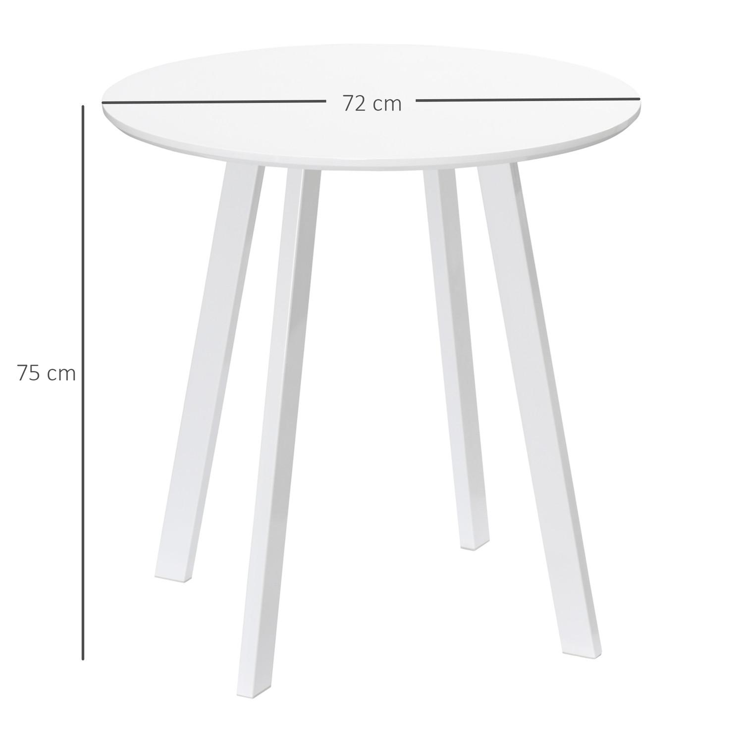 Northio Table À Manger Ronde, Table De Cuisine, Table D'Appoint, Table De Salle À Manger, Pieds Biseautés, Blanc, 72 X 72 X 75 Cm  