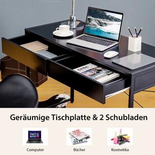 Northix Schreibtisch Computertisch Bürotisch PC Tisch Arbeitstisch mit 2 Schubladen Schwarz  