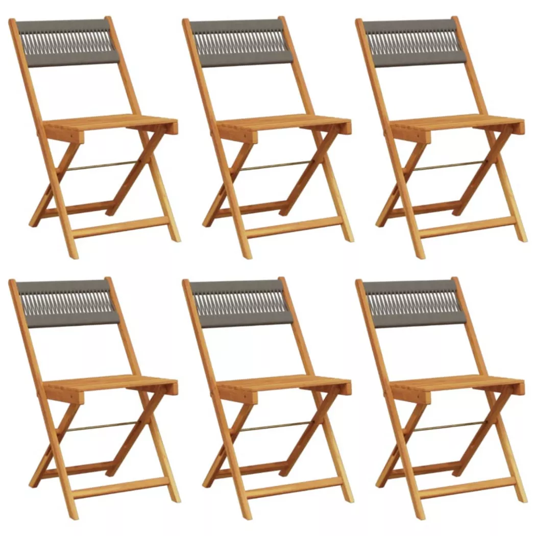 vidaXL Klappstühle, 6 Stück, graues Massivholz Akazie