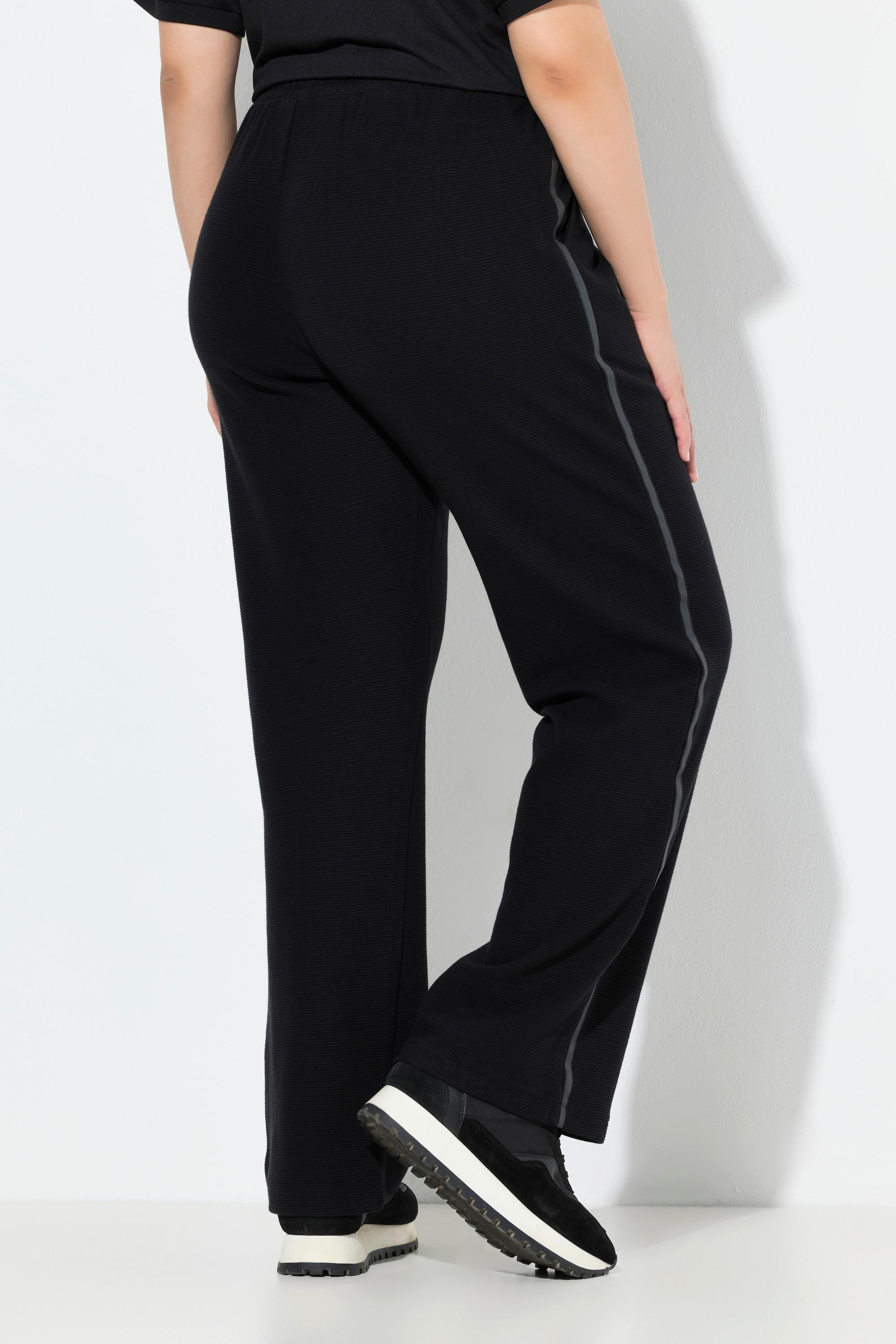 Ulla Popken Pantalon de jogging large Ottoman taille élastique réfléchissant  