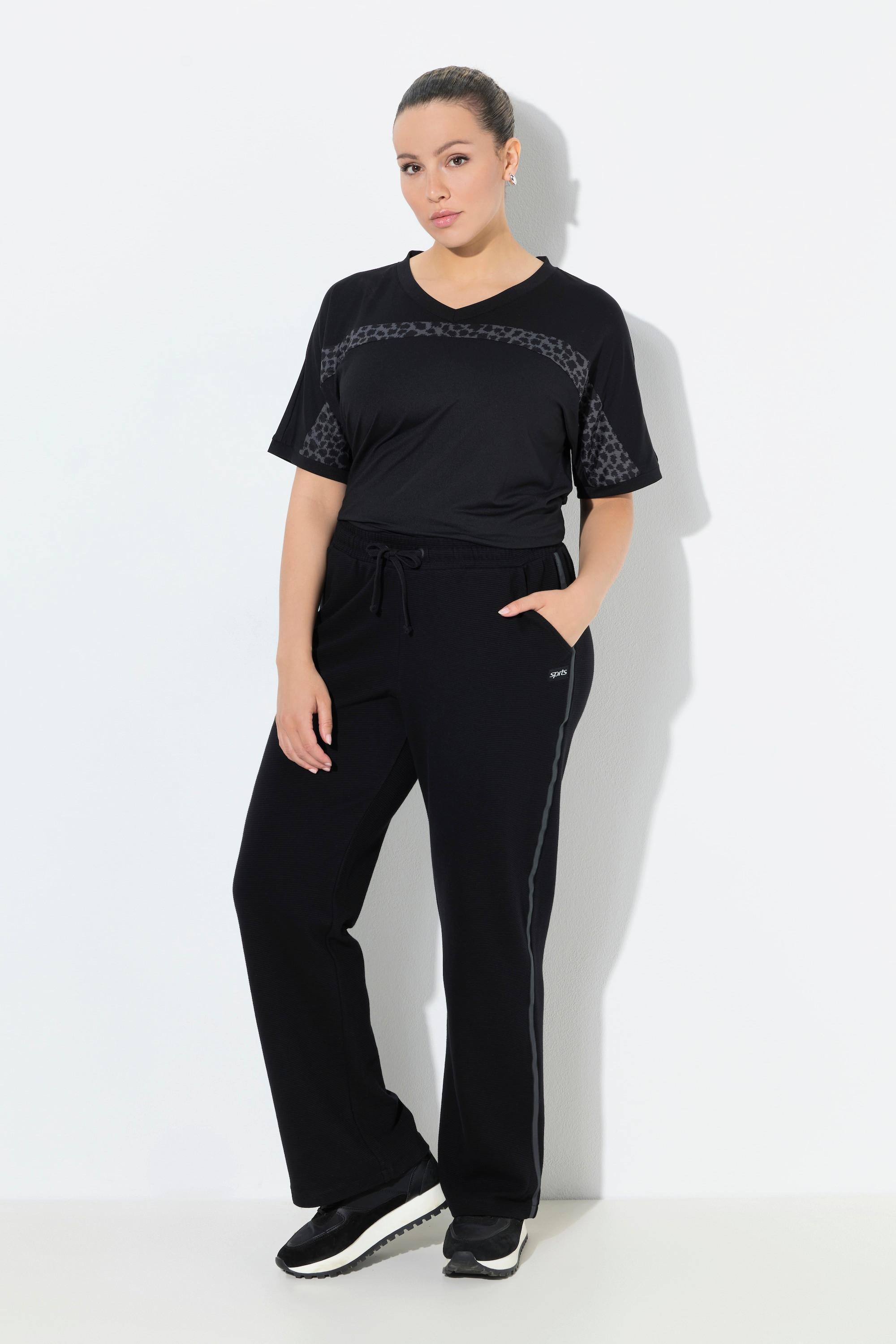 Ulla Popken Pantalon de jogging large Ottoman taille élastique réfléchissant  