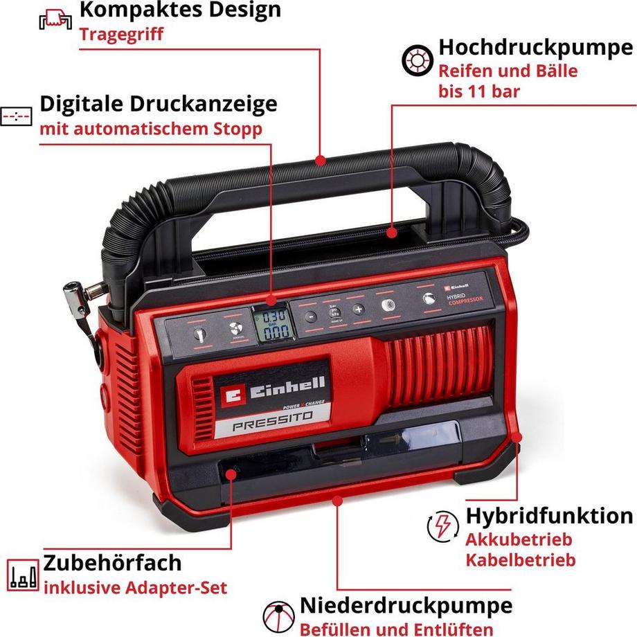Einhell  Akku-Kompressor Pressito Hybrid Solo 