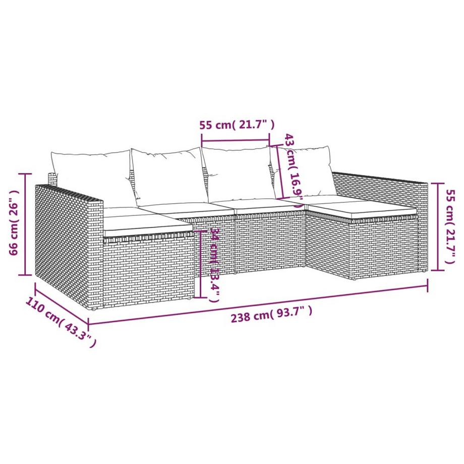 VidaXL set salotto da giardino Polirattan  