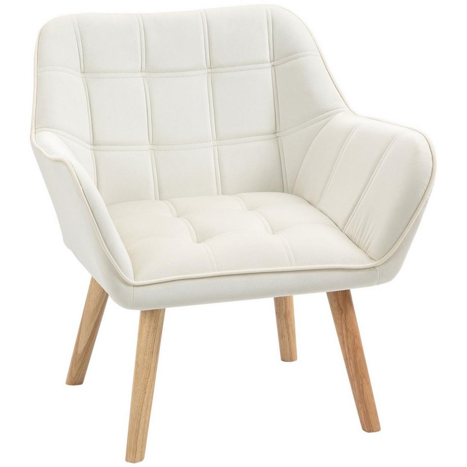 Northio  Einzelsessel Relaxsessel Sessel mit Samtoptik, erhöhte Beine, Polstersessel für Wohnzimmer, Schlafzimmer, 64 x 62 x 72,5 cm, Creme 