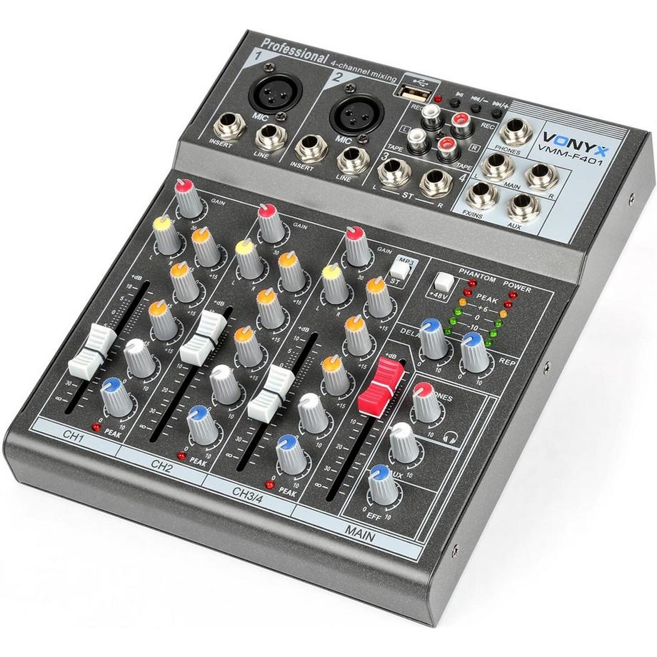 Vonyx  VMM-F401 4-Kanal Mixer, MP3, Echo 