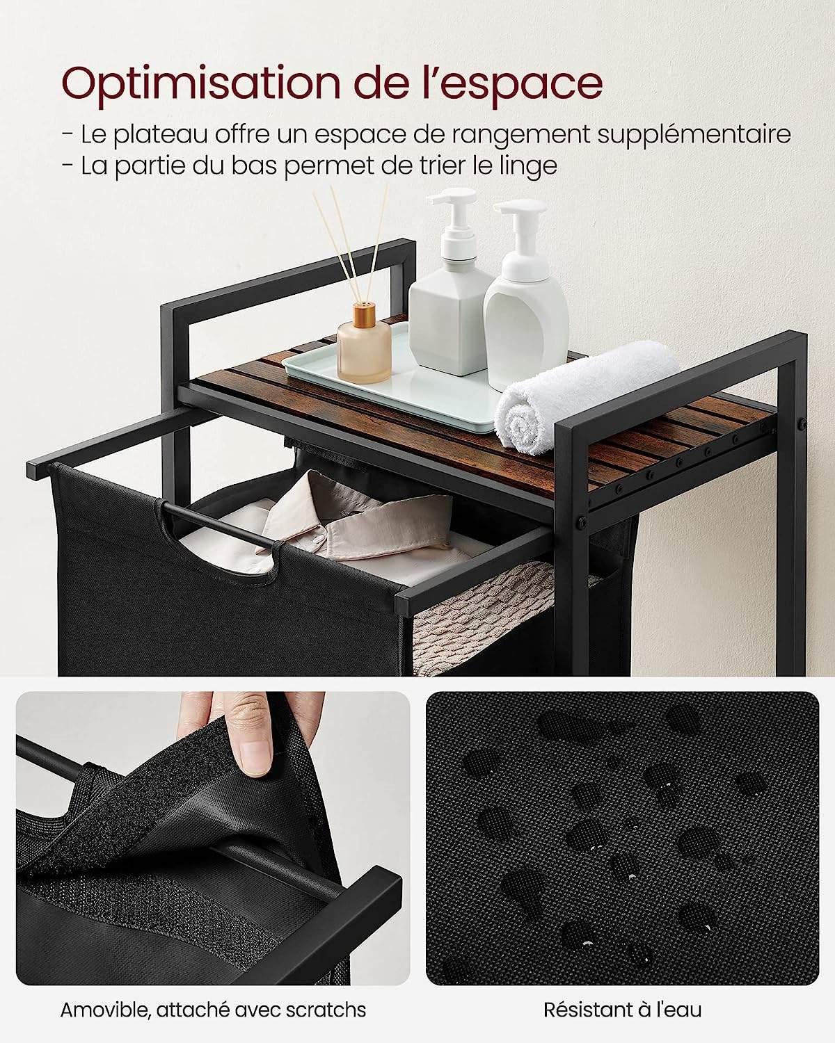 VASAGLE Cesto portabiancheria compatto da 65 litri per piccoli spazi  