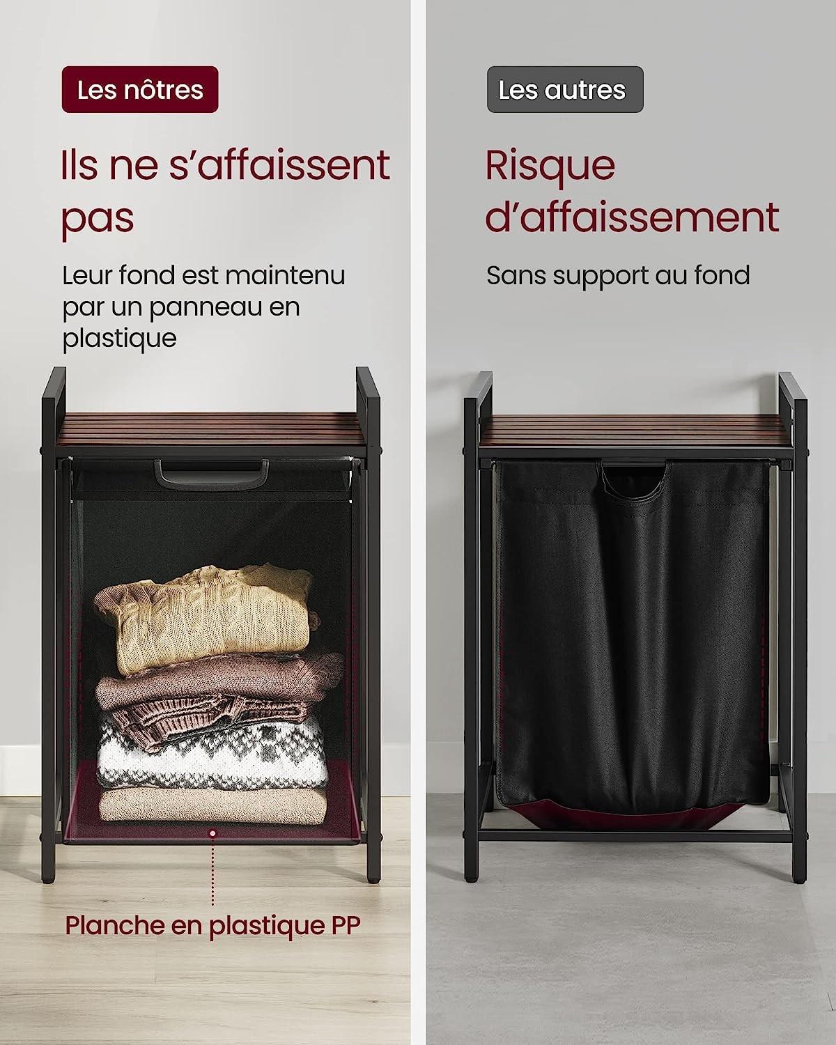 VASAGLE Cesto portabiancheria compatto da 65 litri per piccoli spazi  