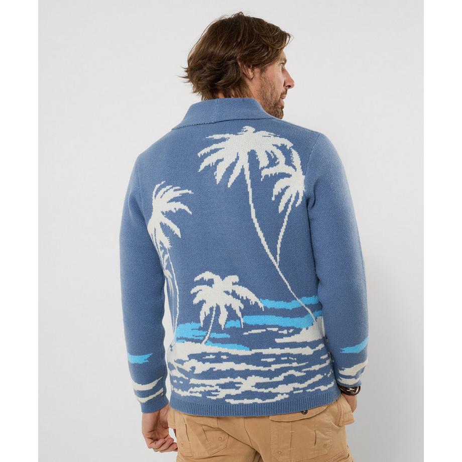 Joe Browns Strickjacke mit Schalkragen und Palmenmotiv  