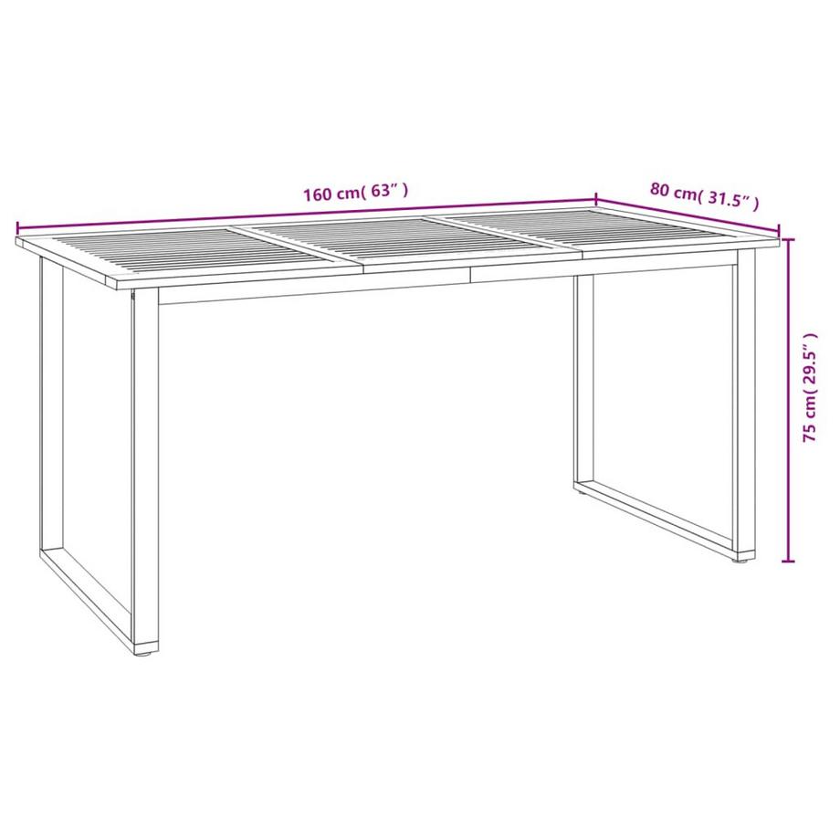 VidaXL Table de jardin bois d'acacia  