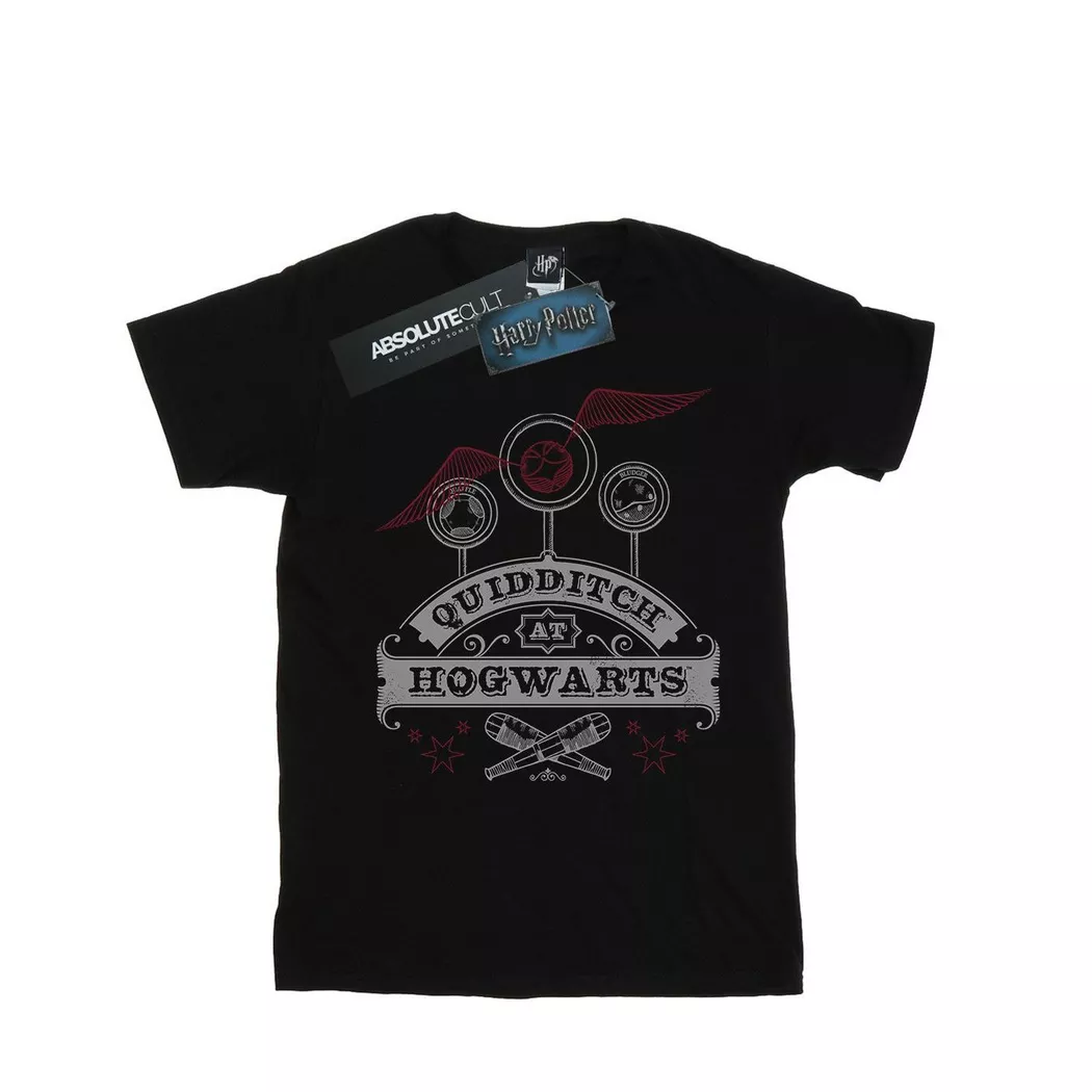 Harry Potter - Quidditch At Hogwarts TShirt, für Damen, Schwarz, Größe S