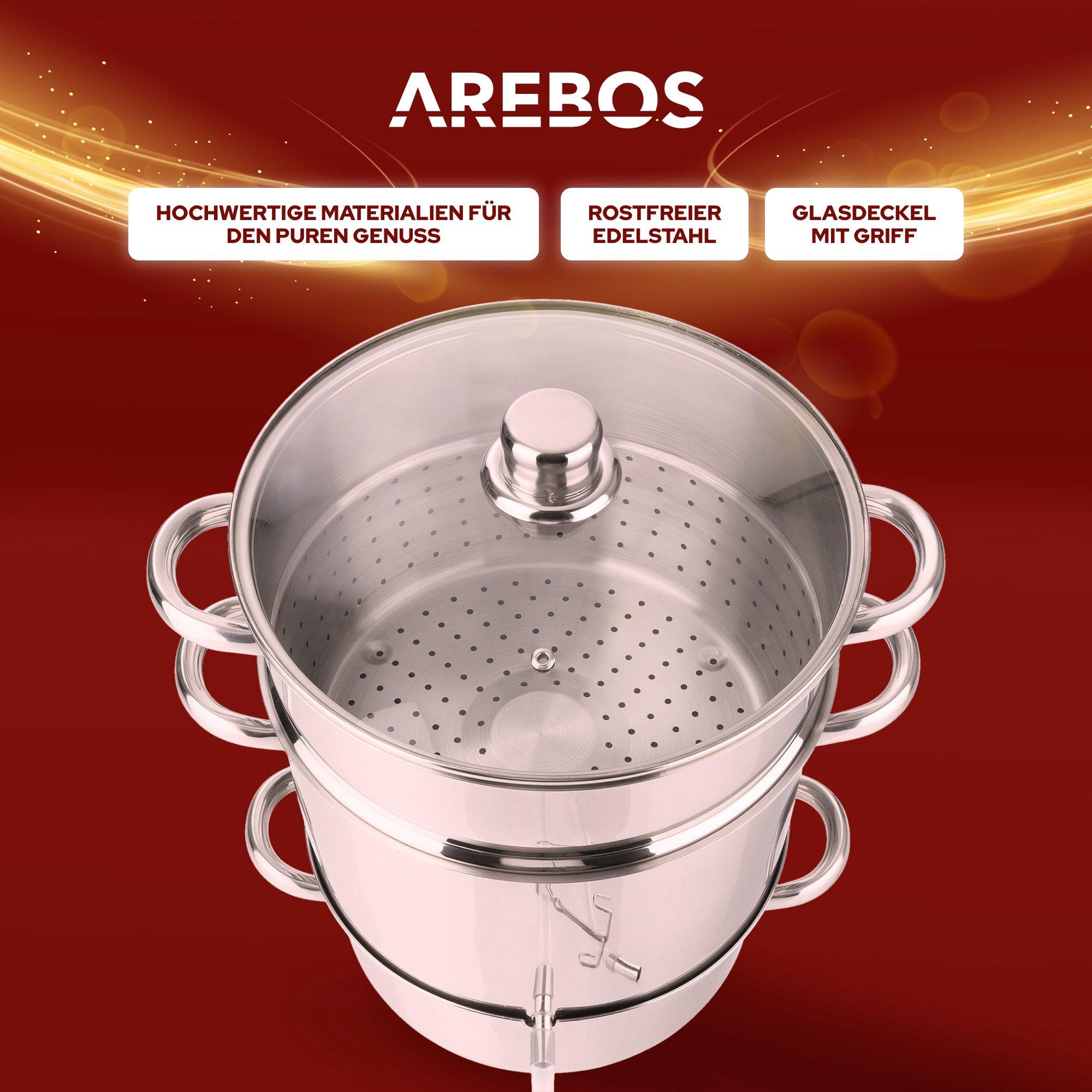 Arebos Presse-agrumes vapeur à induction 15 L Presse-agrumes en acier inoxydable  