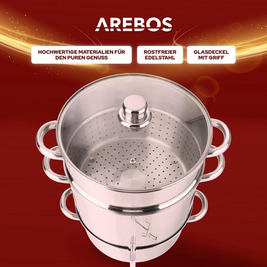 Arebos Spremiagrumi a vapore a induzione 15 L Spremiagrumi in acciaio inox  