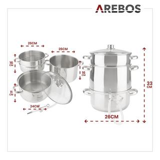Arebos Presse-agrumes vapeur à induction 15 L Presse-agrumes en acier inoxydable  