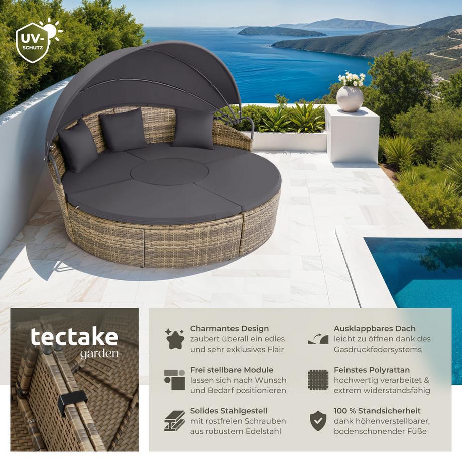 Tectake Rattan Sonneninsel Santorin widerstandsfähig UV-beständig  