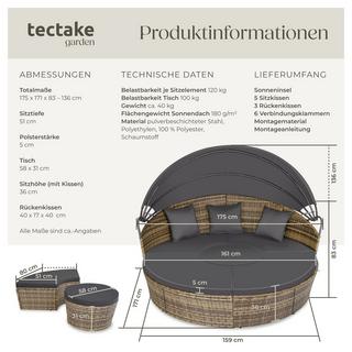Tectake Rattan Sonneninsel Santorin widerstandsfähig UV-beständig  