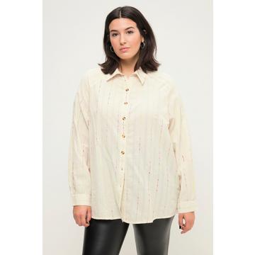 Blusa dal taglio oversize con texture colorata, collo da camicia e maniche lunghe