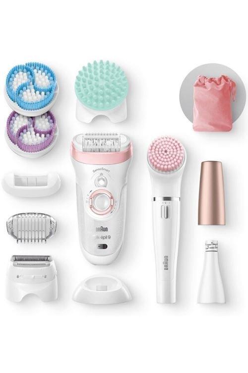 BRAUN Epilateur électrique  Silk Epil 9 985 Blanc et Rose Beauty set  