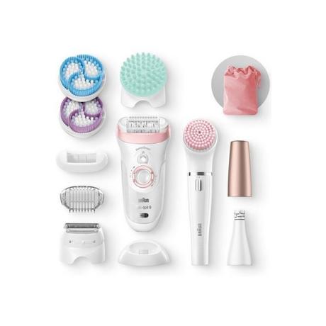 BRAUN Epilateur électrique  Silk Epil 9 985 Blanc et Rose Beauty set  