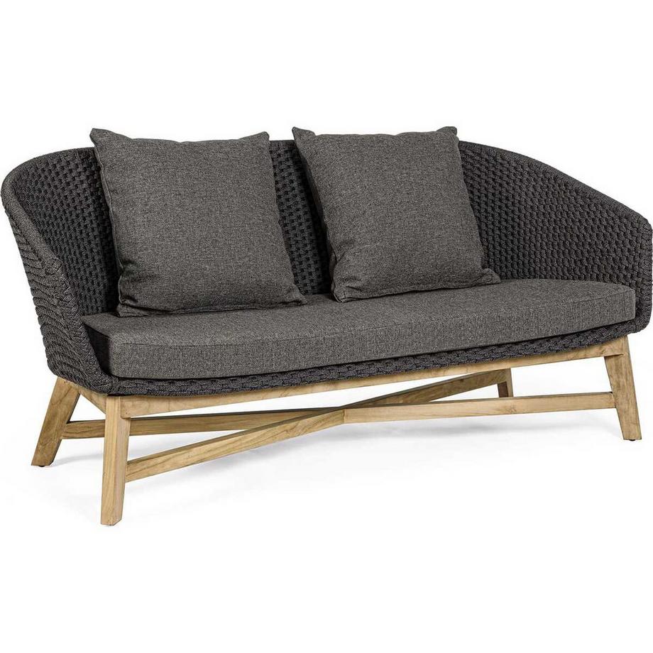 mutoni Divano da giardino a 2 posti Coachella antracite con cuscini  