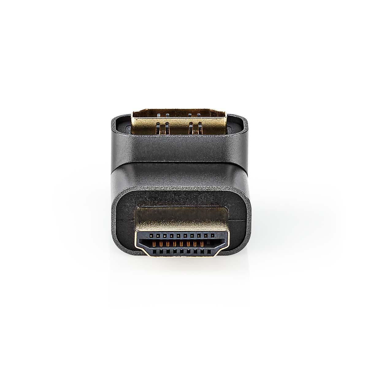 Nedis  Adattatore HDMI™ | HDMI™ Maschio / Connettore HDMI™ | HDMI™ Femmina / Uscita HDMI™ | Placcato oro | Angolato di 270° | Alluminio | Grigio con metallo | 1 pz. | Cartone con finestra coperta 