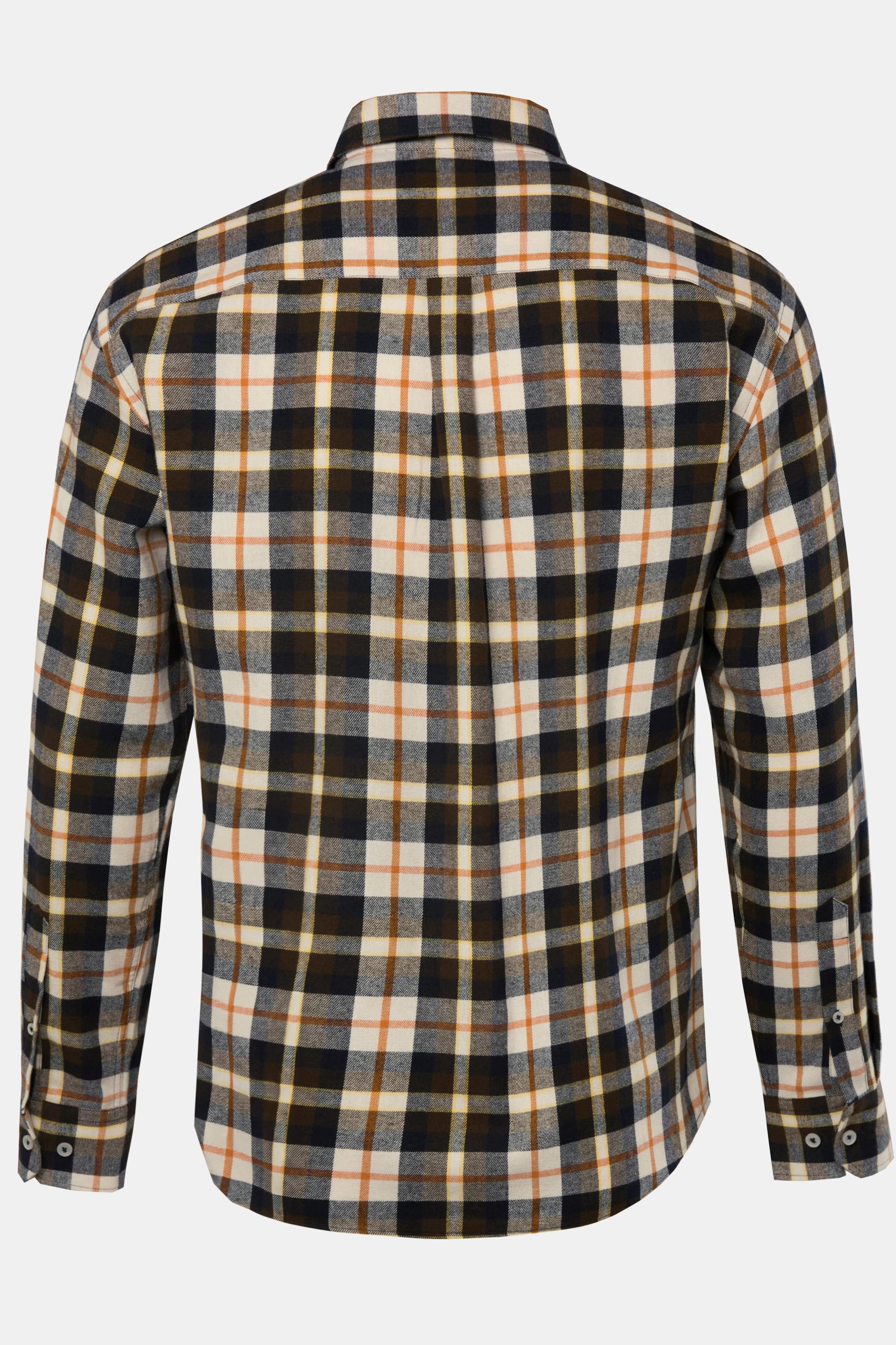 JP1880  Chemise en flanelle à carreaux, manches longues et col Kent, coupe Modern Fit - jusqu'au 8&nbsp;XL 