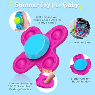 Activity-board  Saugnapf Spielzeug Kinder, 3 Stück Baby Spielzeug Fidget Spinner Baby Silikon 