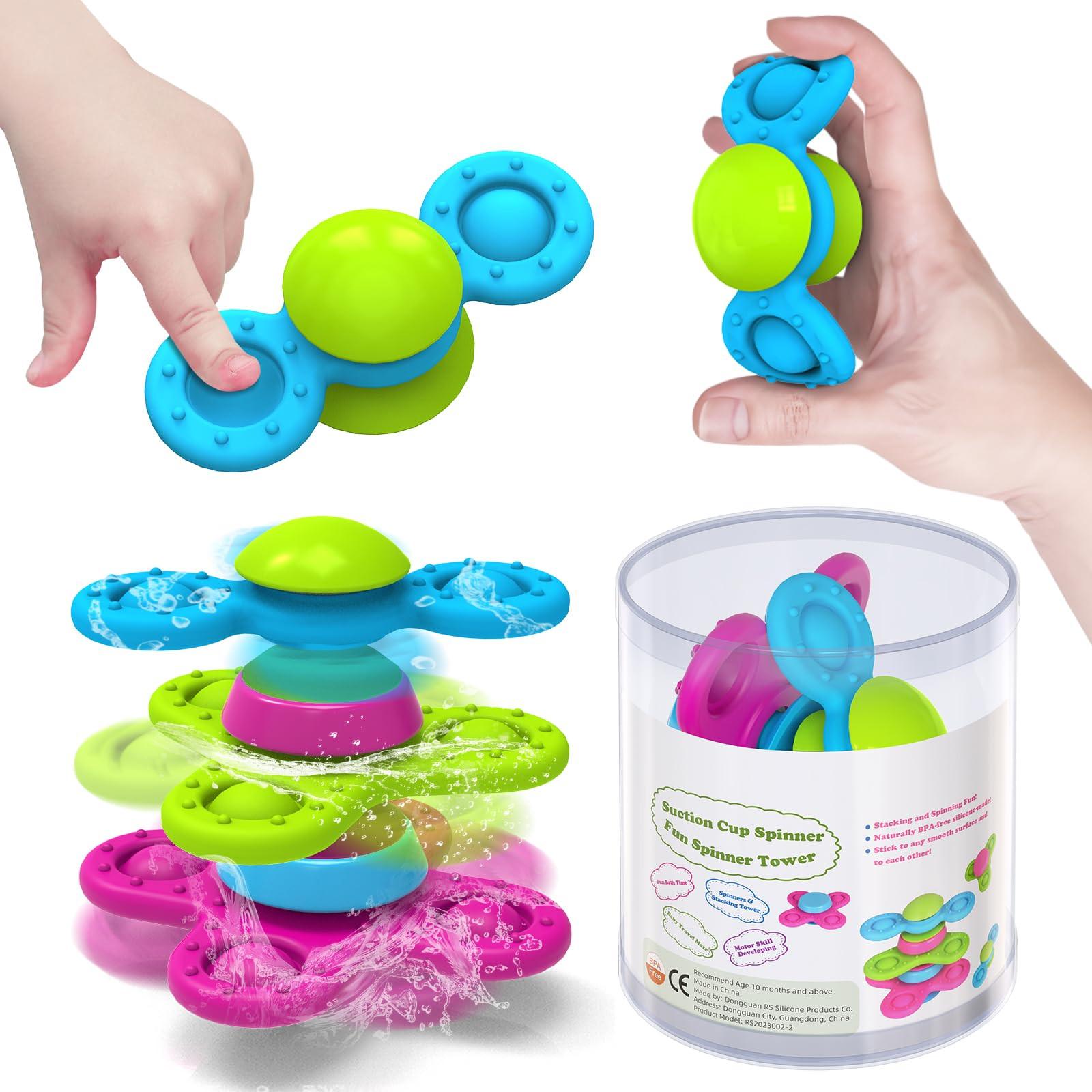 Activity-board  Saugnapf Spielzeug Kinder, 3 Stück Baby Spielzeug Fidget Spinner Baby Silikon 